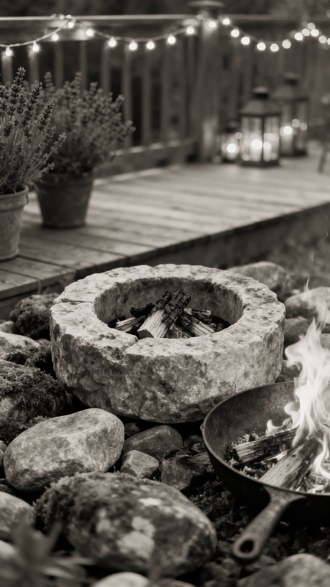 A Rustic Wood-Burning Fire Pit with Log Seating