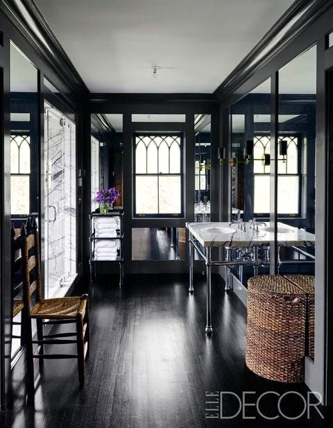 Matte Black Hardwood Flooring in Living Room