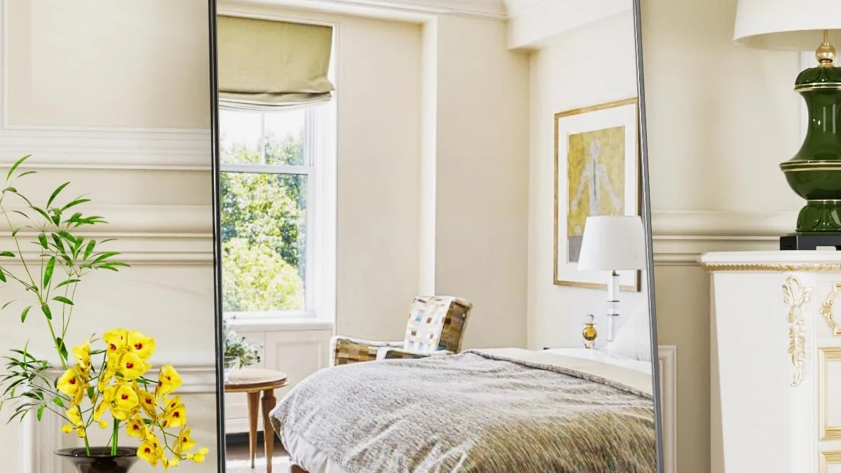 The 15 Best Full-Length Mirrors for Every Budget styled in a sunlit luxury bedroom