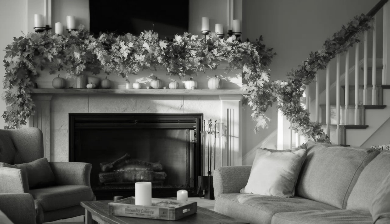 Garland with Candles and Lanterns
