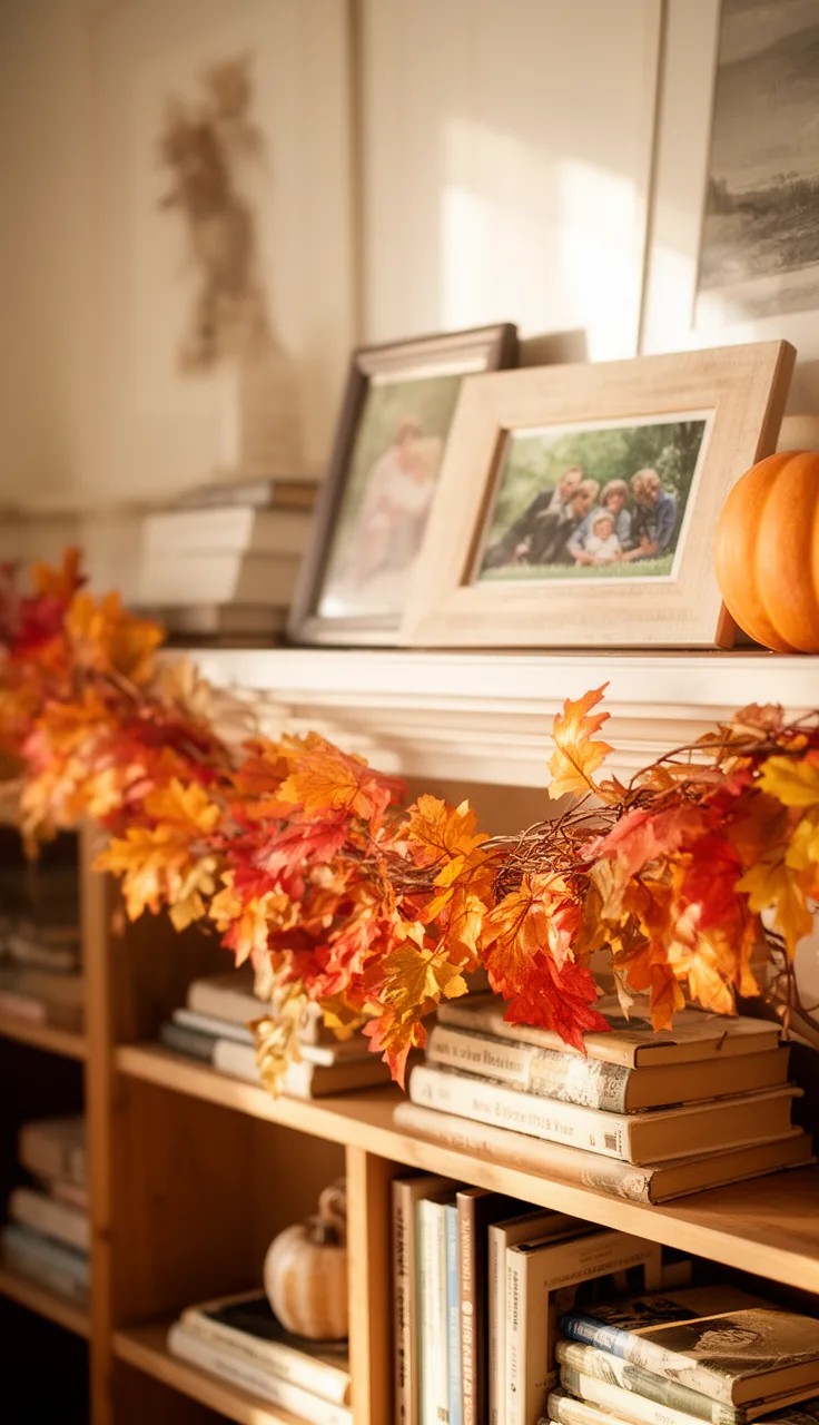 Staircase Garland with Autumn Foliage