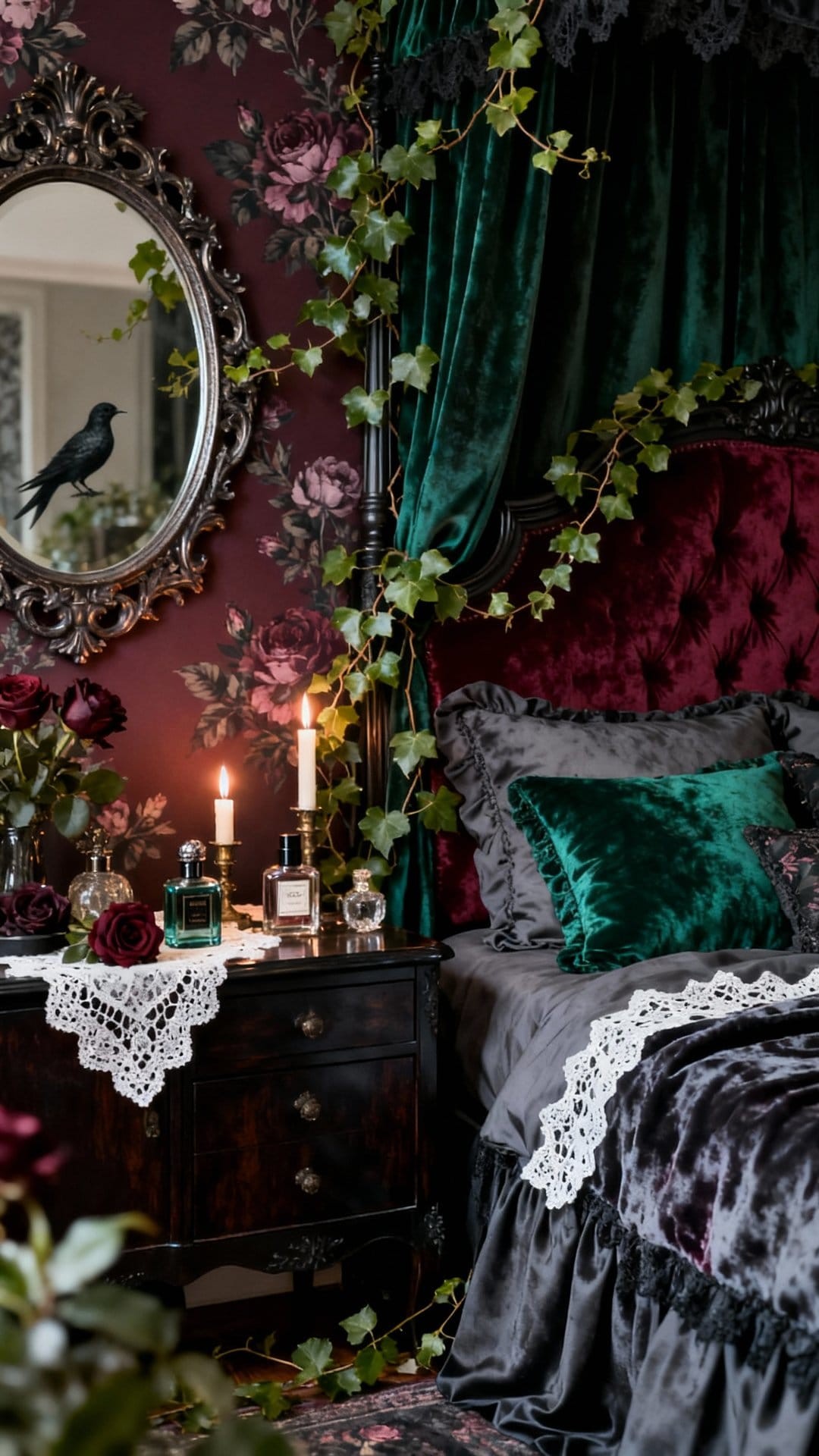 Gothic Canopy Bed with Climbing Vines