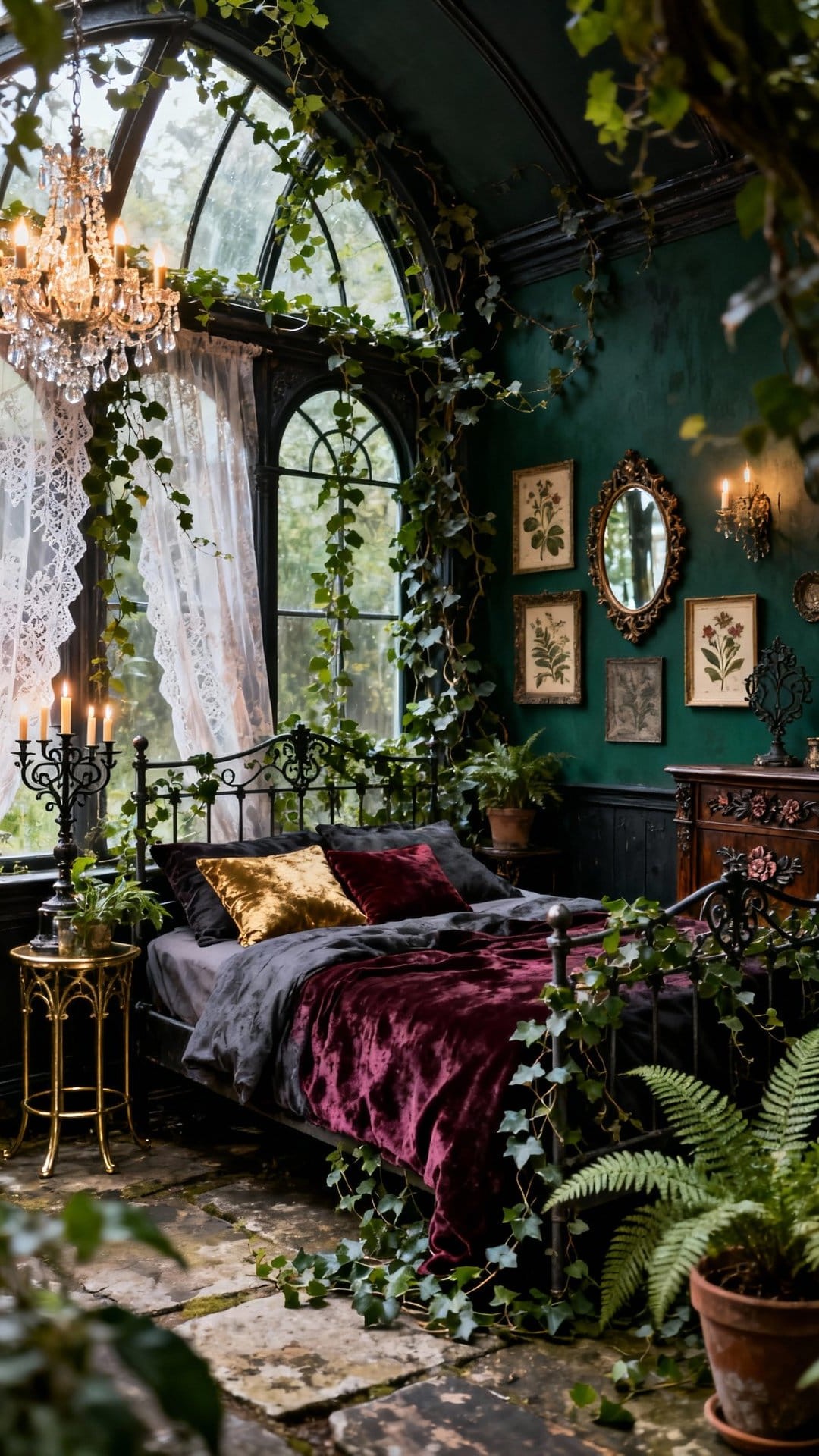 Dark Floral Accent Walls