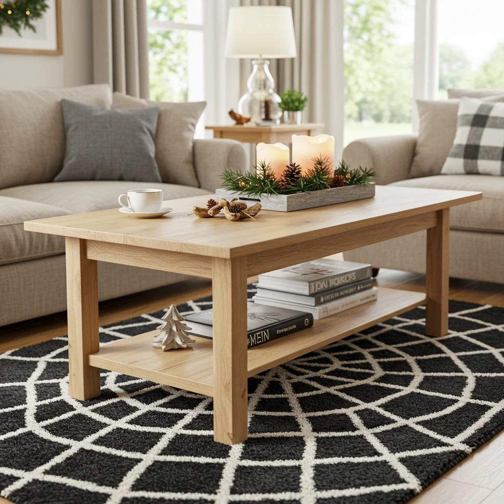 Layered living room rugs featuring a faded vintage dark Persian pattern over a natural woven jute base for a cozy moody foundation