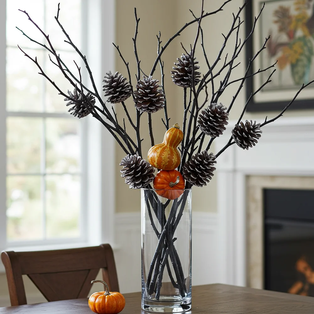 Moody dried botanicals and dark preserved florals arranged in an apothecary jar beside subtle vintage curiosities