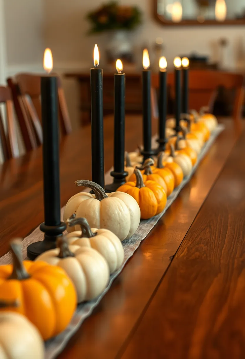 Decorated Kitchen Island with Grazing Platter, Rustic Wooden Risers, and Autumn Leaf Garland