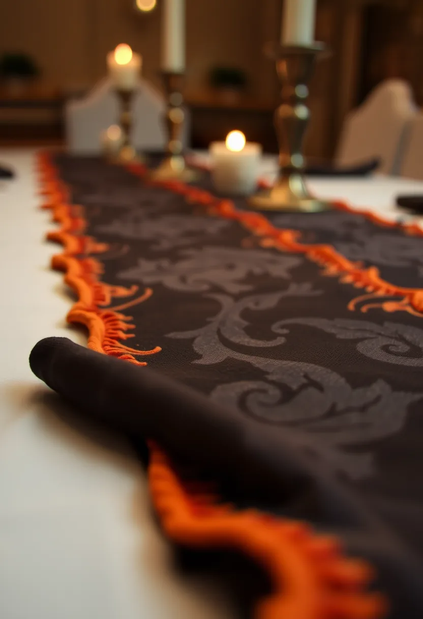 Plush Dark Plum Velvet Table Runner Draped on a Rustic Wood Table with Brass Accents