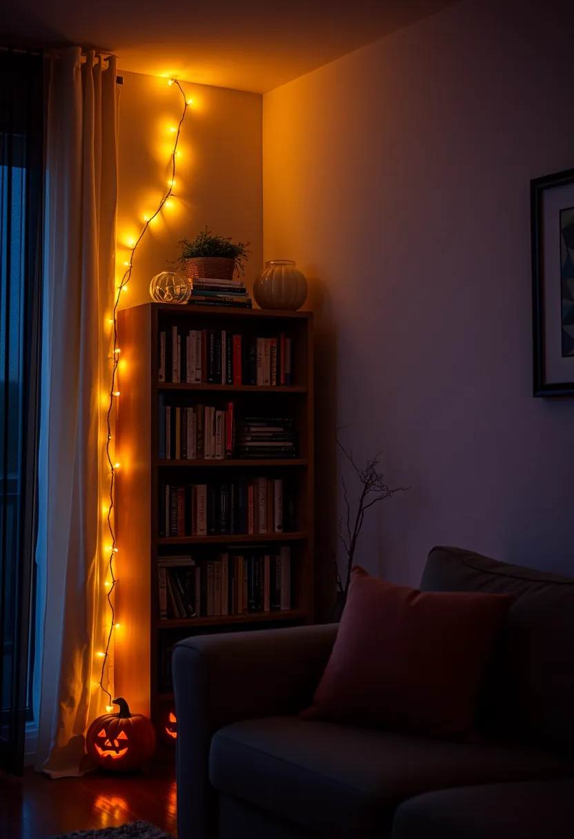 Moody Corner Photo Booth Area with Purple LED Uplighting, Dark Velvet Armchair, and Gothic Mirror