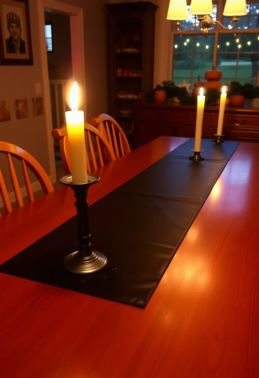 Sturdy Cork-Backed Halloween Placemat with Botanical Skull Motif Setting a Polished Dark Wood Table