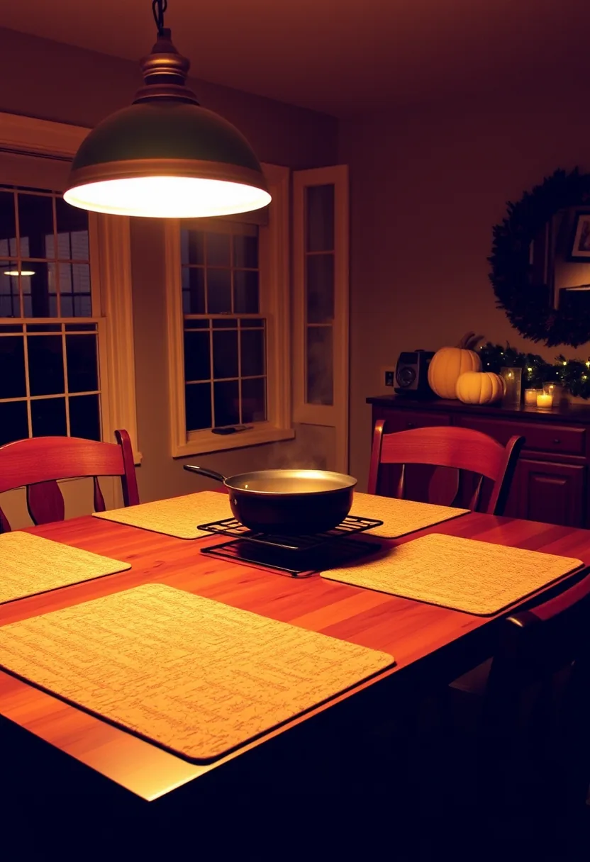 Textured Dark Woven Basketweave Placemat Styled with Rustic Autumn Tableware and Matte Black Flatware