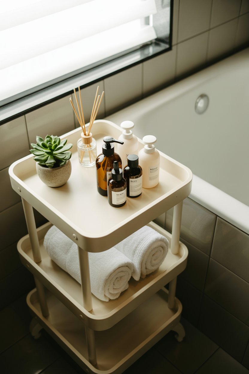 3. A Rolling Cart Repurposed as a Mobile Bathroom Caddy