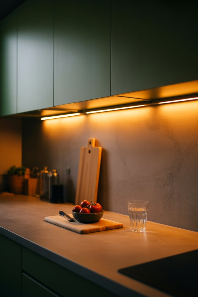 7. Under-Cabinet Lighting Strips for a Brighter, Larger Feel