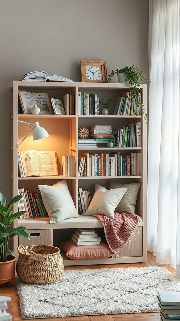 A Kallax Reading Nook Built into a Bed Frame's End