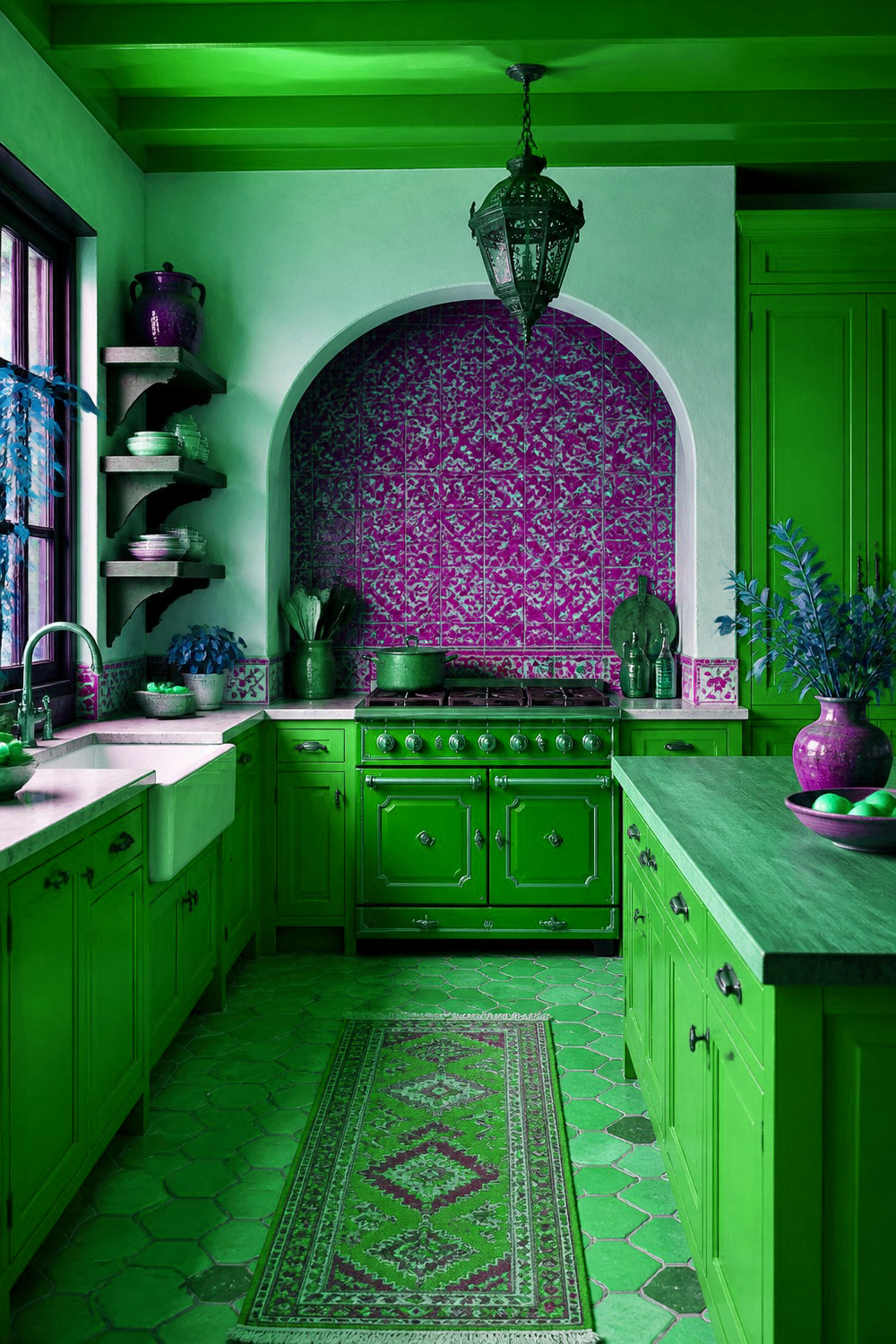 Emerald Green Backsplash Tile as a Focal Point