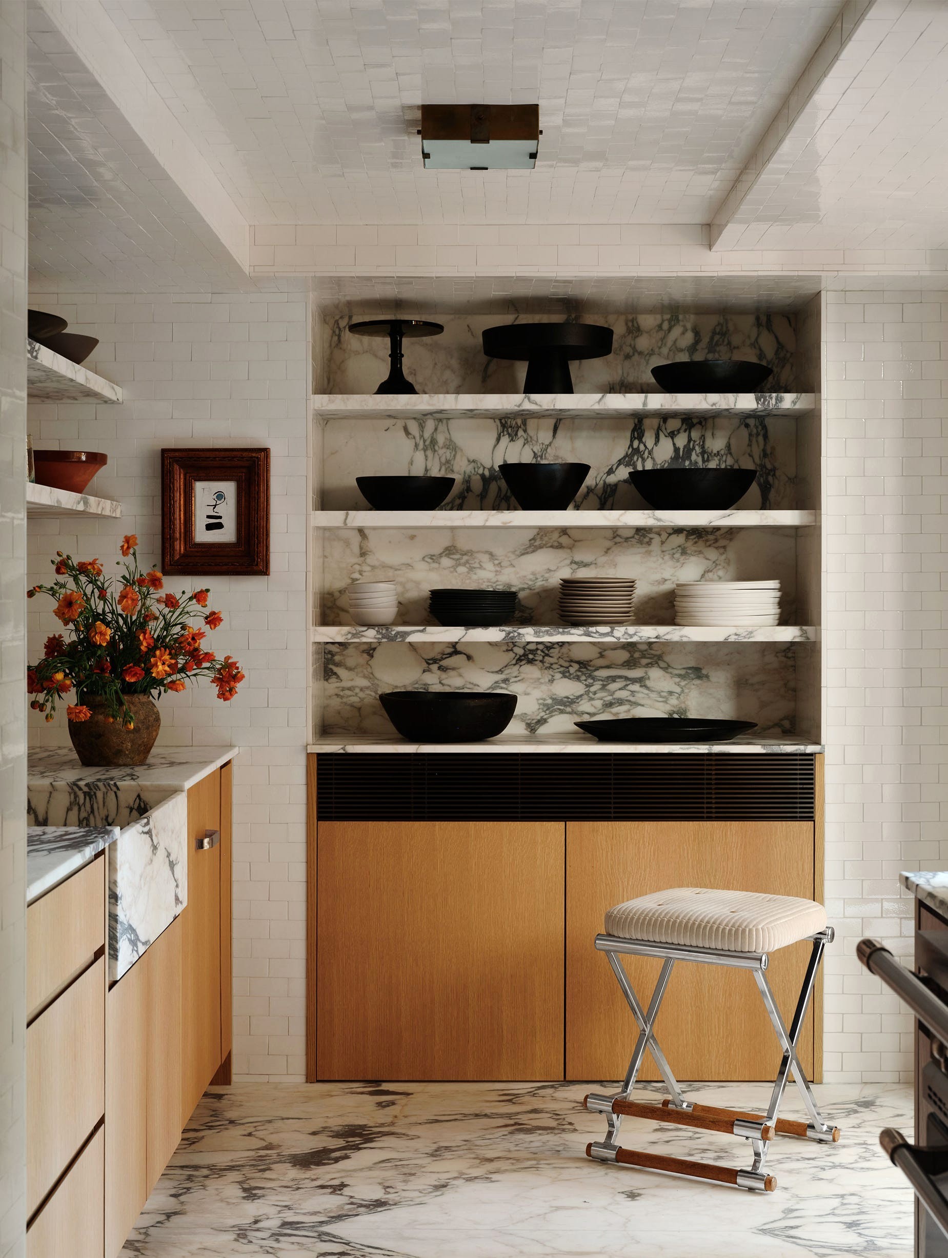 Hanging Brass Rail for Kitchen Utensils