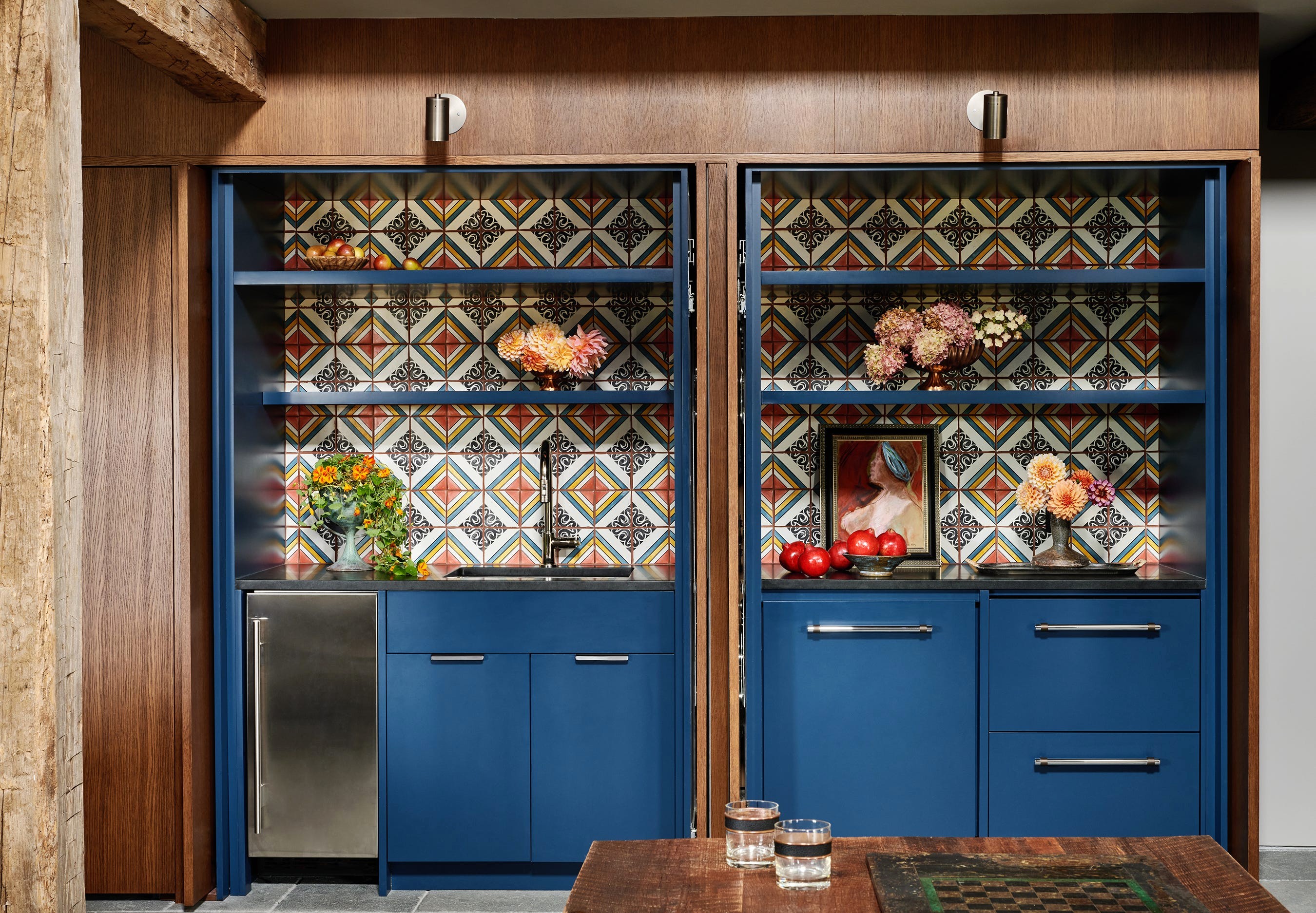 Antique Mirror Backsplash in Kitchen