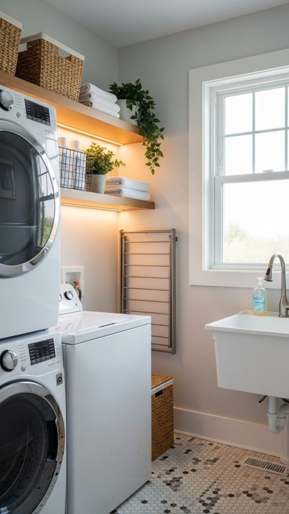 A Wall-Mounted Drying Rack to Save Floor Space