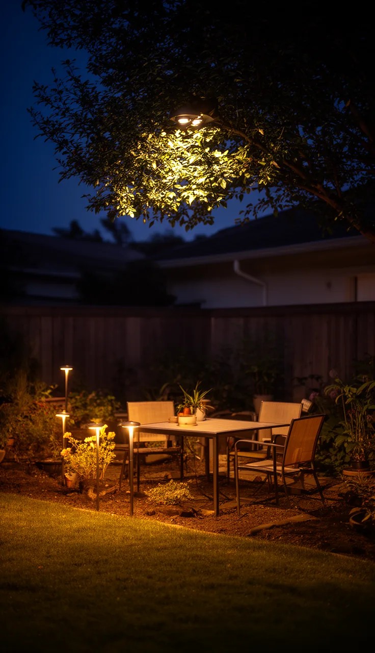 String Lights Wrapped Around Pergola Beams