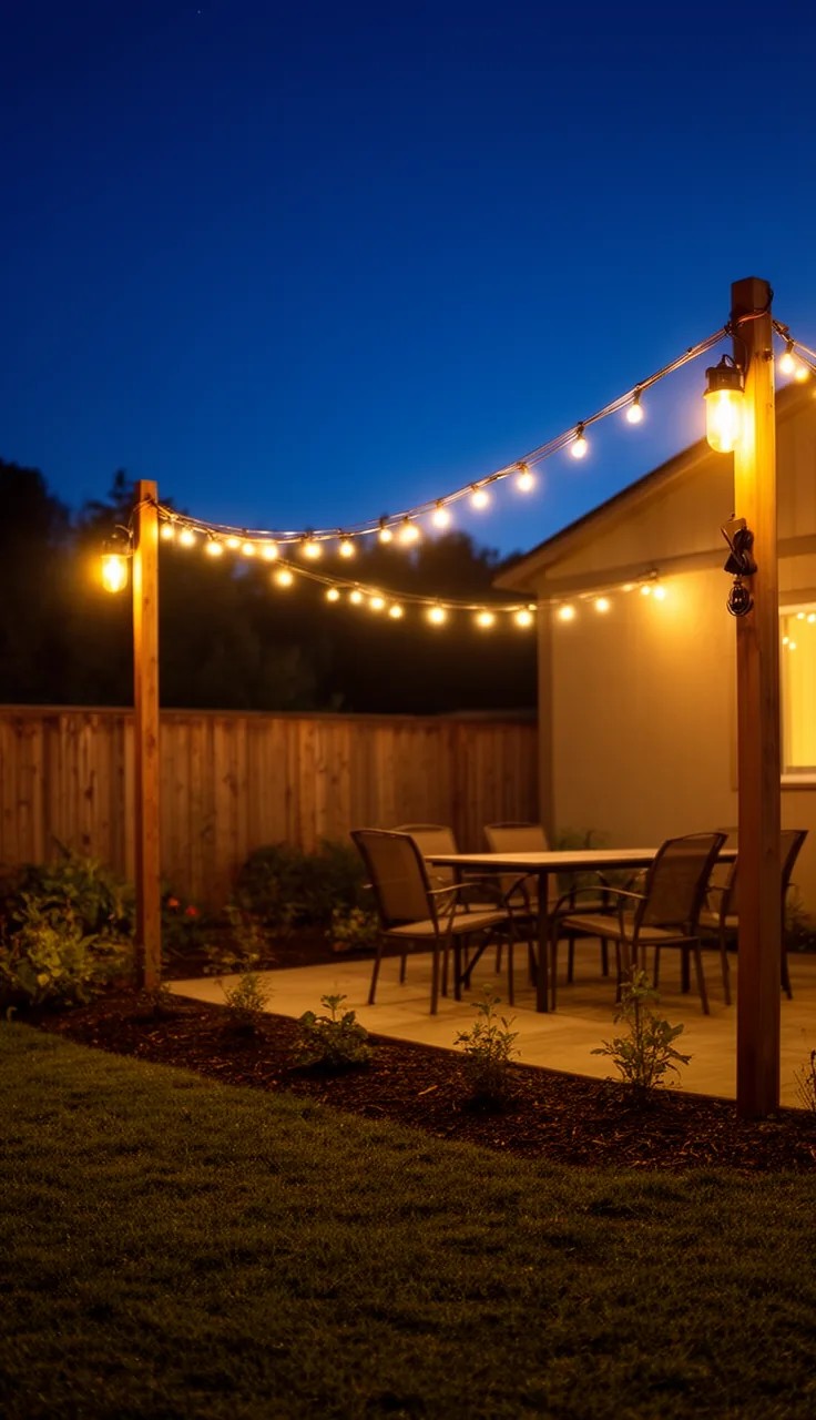 String Lights Draped Overhead for Ambient Glow