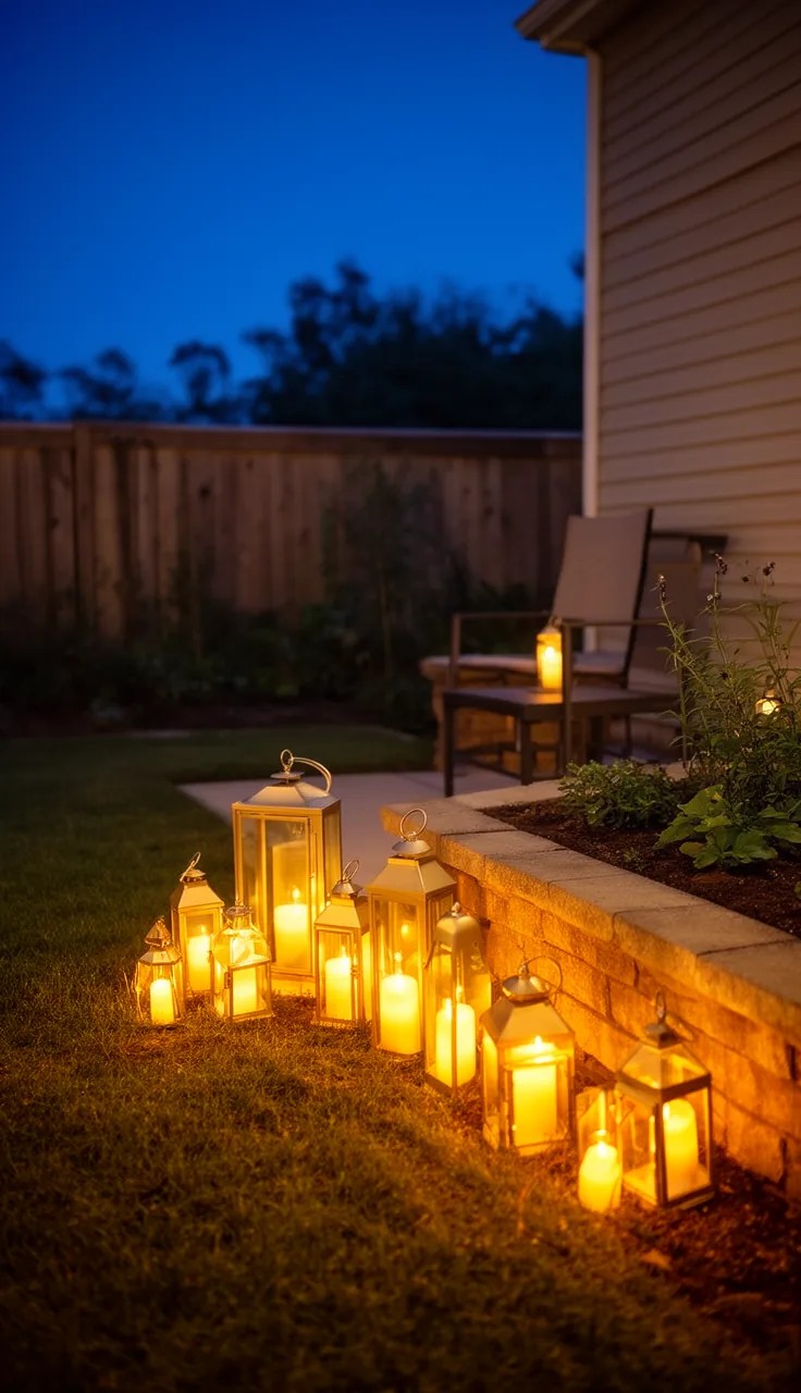 Lanterns Clustered on a Patio Table