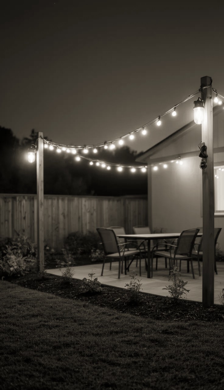 Tiki Torches Lining a Garden Path