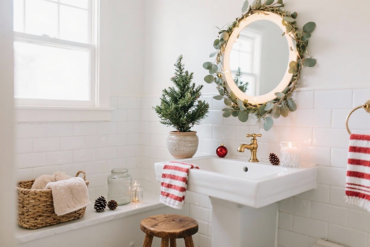 20 Small Bathroom Christmas Decor Ideas for a Luxe Holiday Look Hero