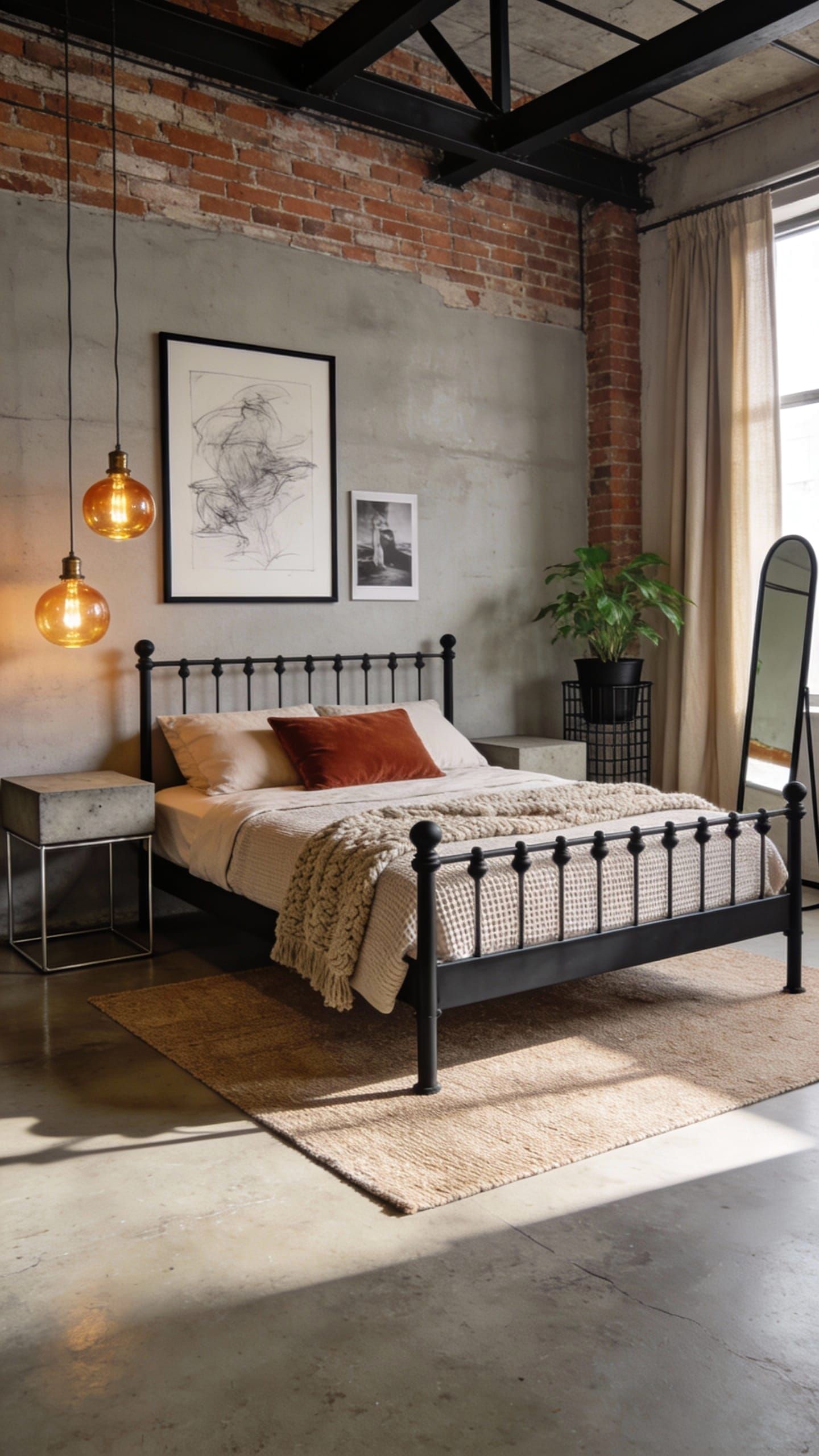 Draped Gauzy Fabric Above Bed