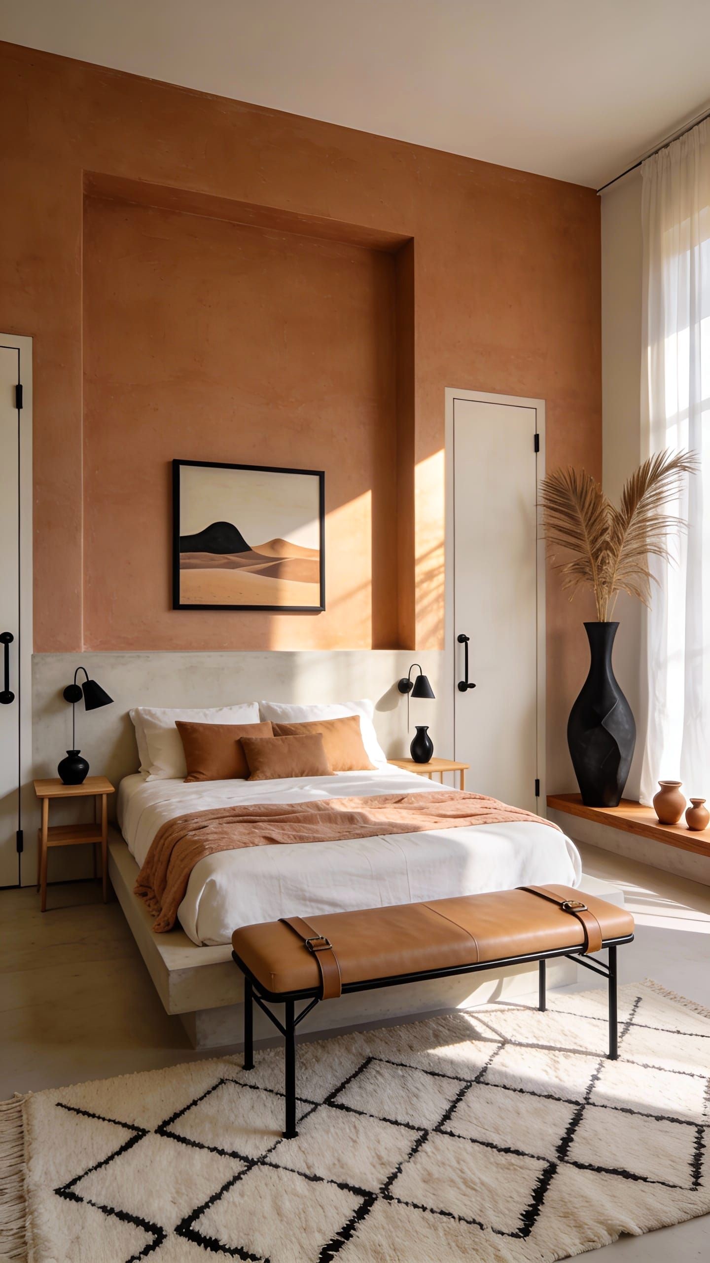 Layered Sheer Curtains in Bedroom