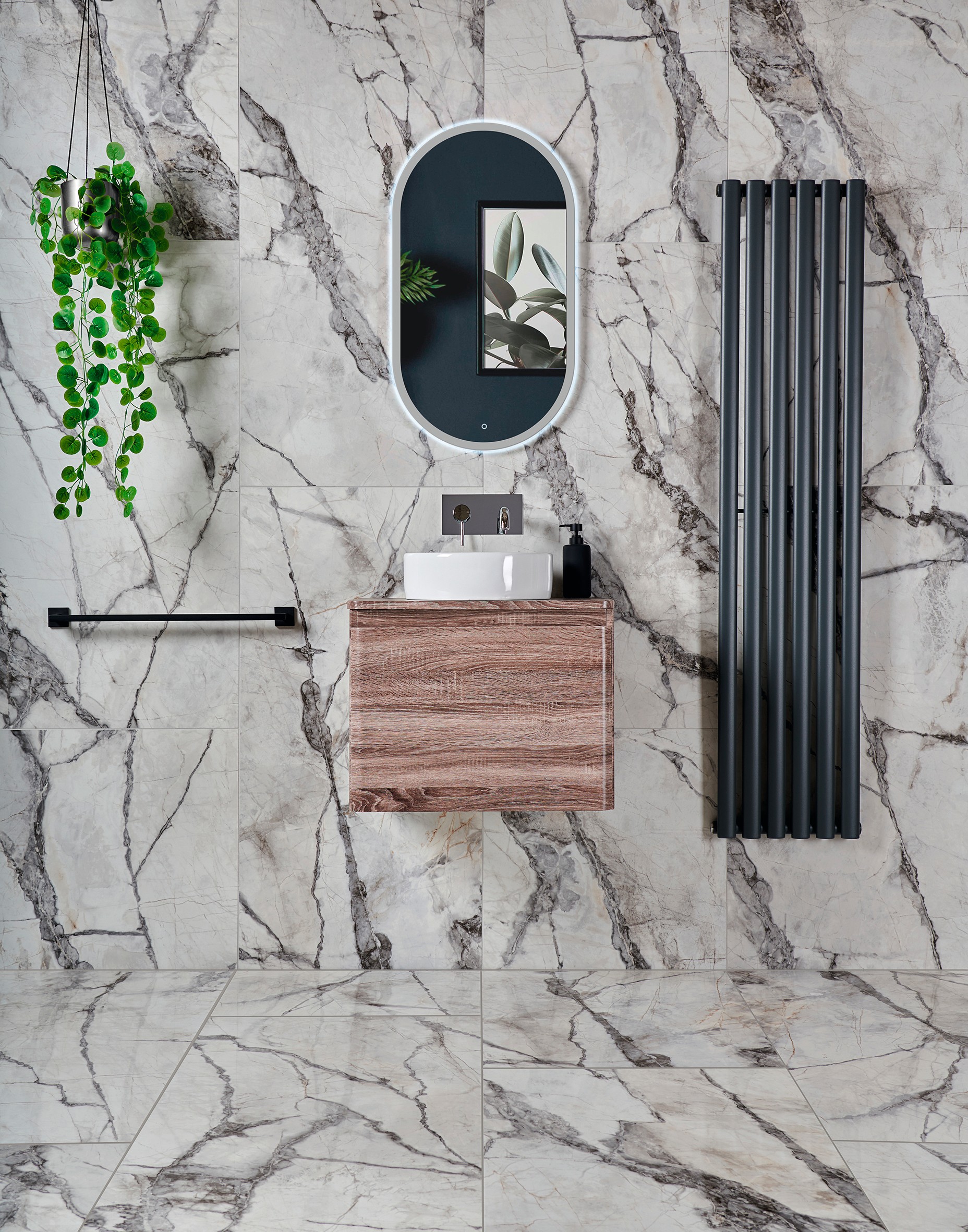 Book-Matched Marble Slabs Focal Wall