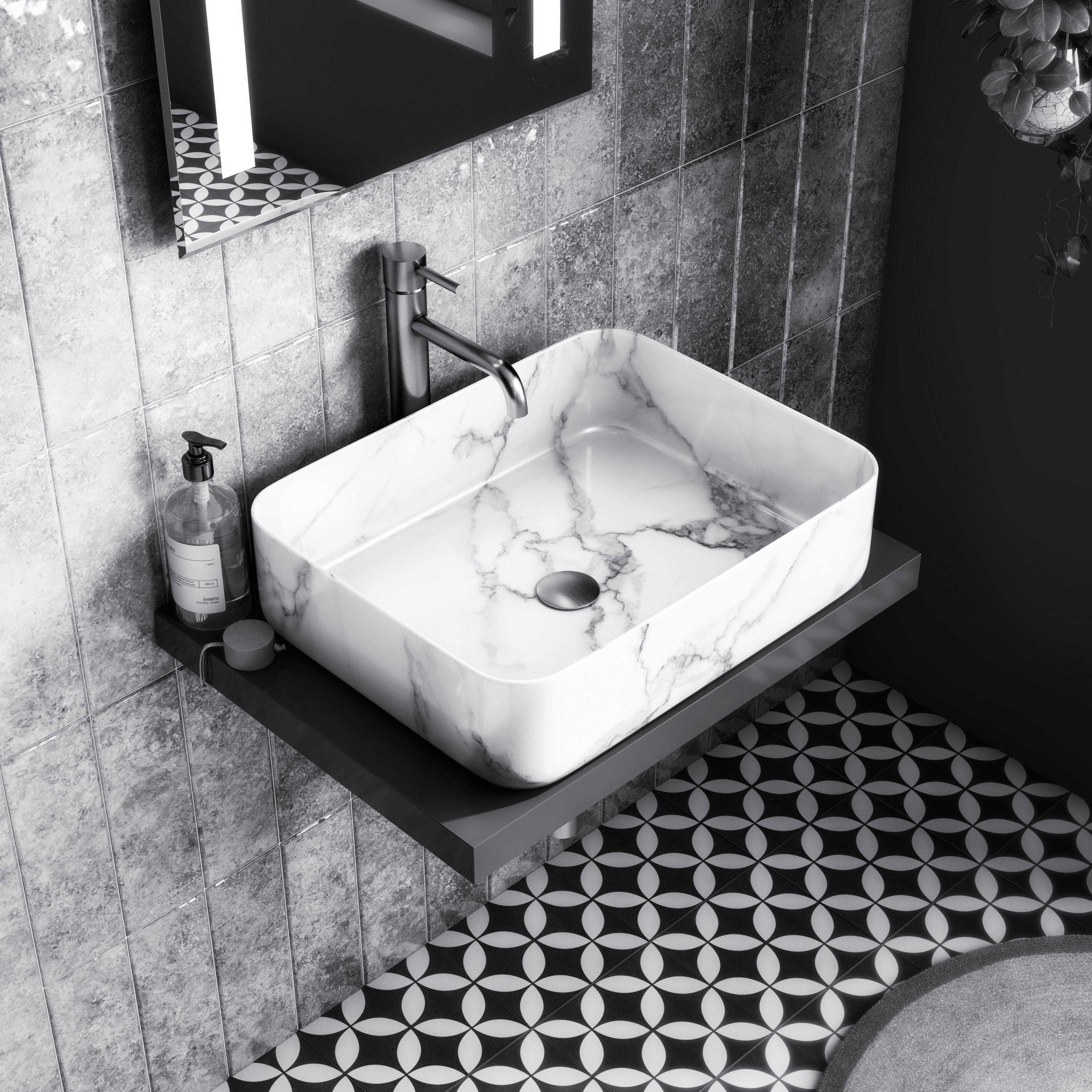 Marble Countertop with Brushed Nickel Fixtures