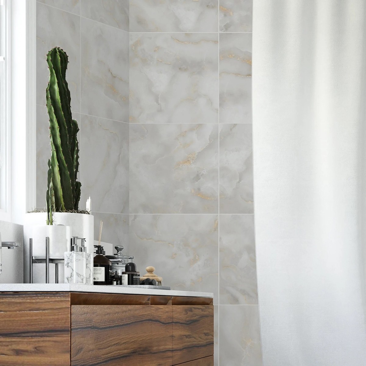 Marble Flooring in Herringbone Pattern