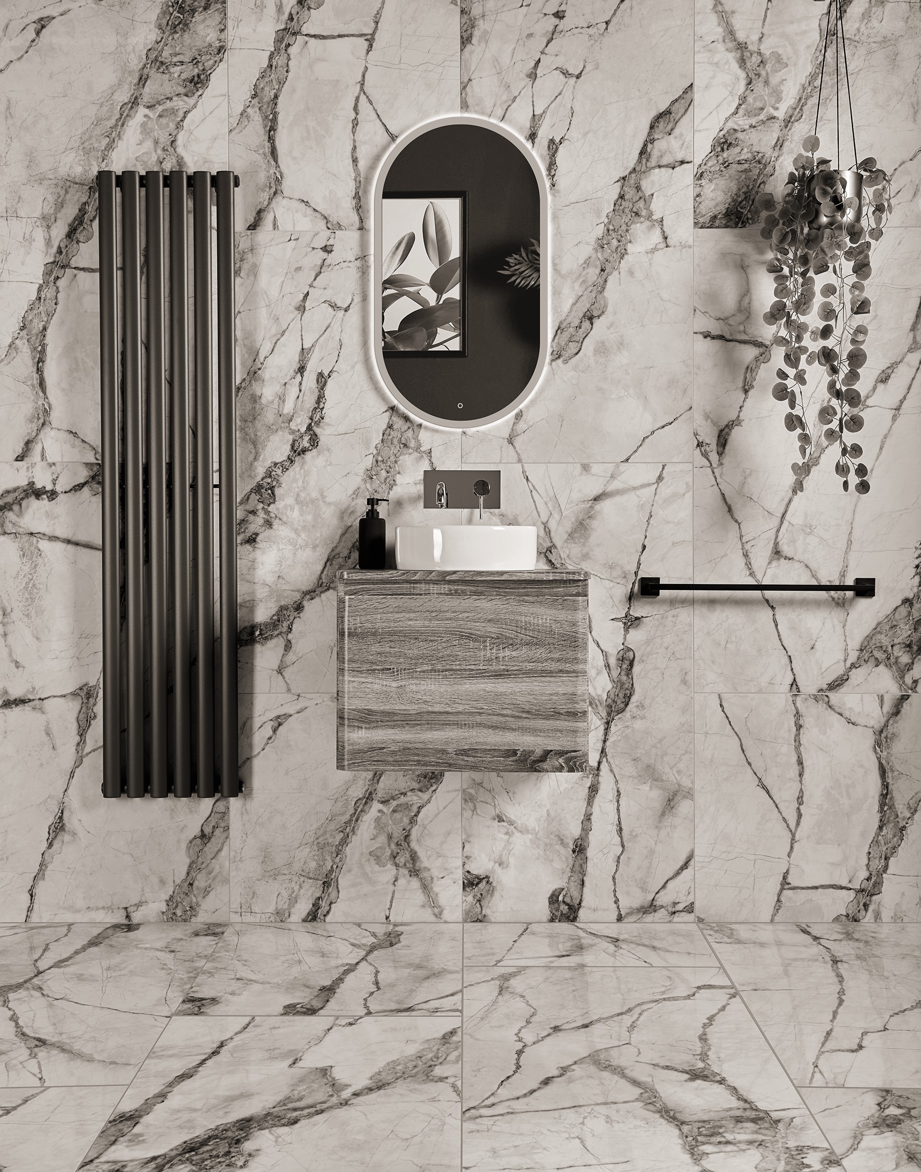 Marble Countertop with Wood Vanity