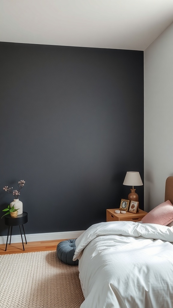 A Deep Charcoal or Navy Accent Wall