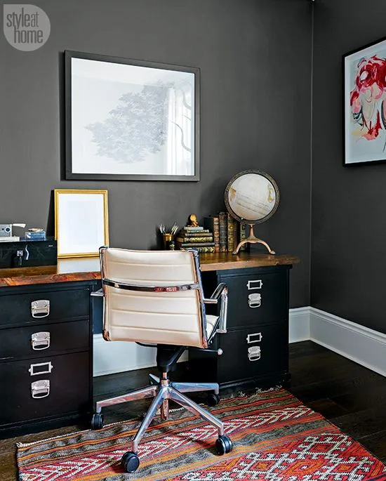 3. Dark Wood Desk with Clean, Substantial Lines