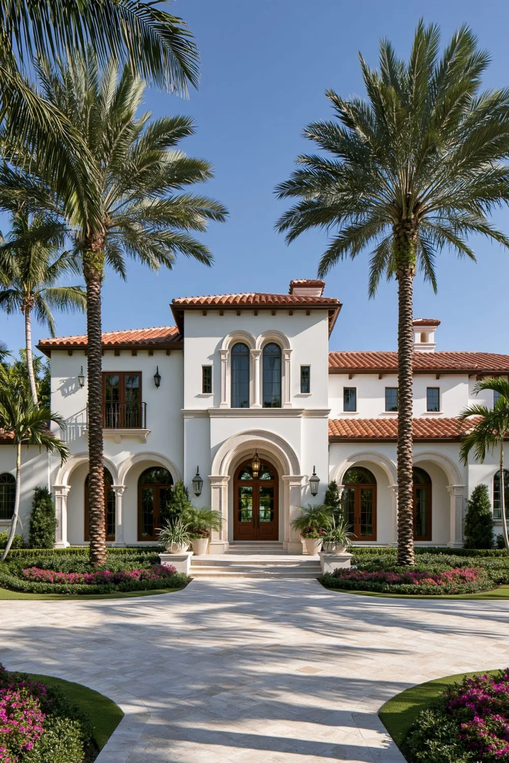 1. A Warm Stucco Exterior with a Classic Terracotta Tile Roof