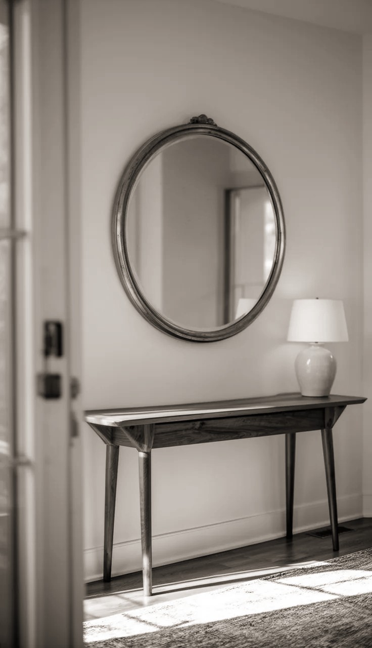 A Vintage Mirror with a Distressed, Chippy Paint Frame