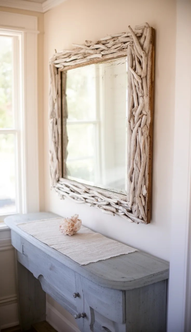 A Round Vintage Mirror with a Brass Frame