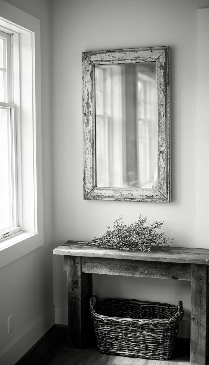 A Vintage Mirror Paired with a Vintage Rug for Cohesion