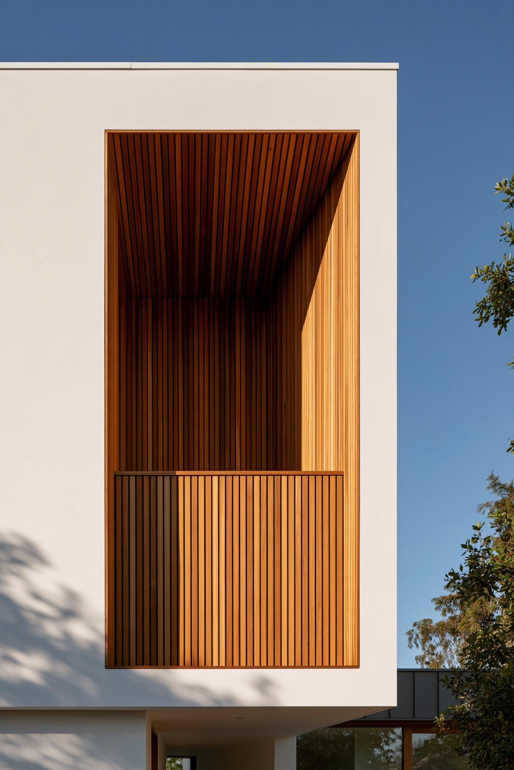 2. A Recessed Balcony Integrated Into the Home's Facade for a Streamlined Look