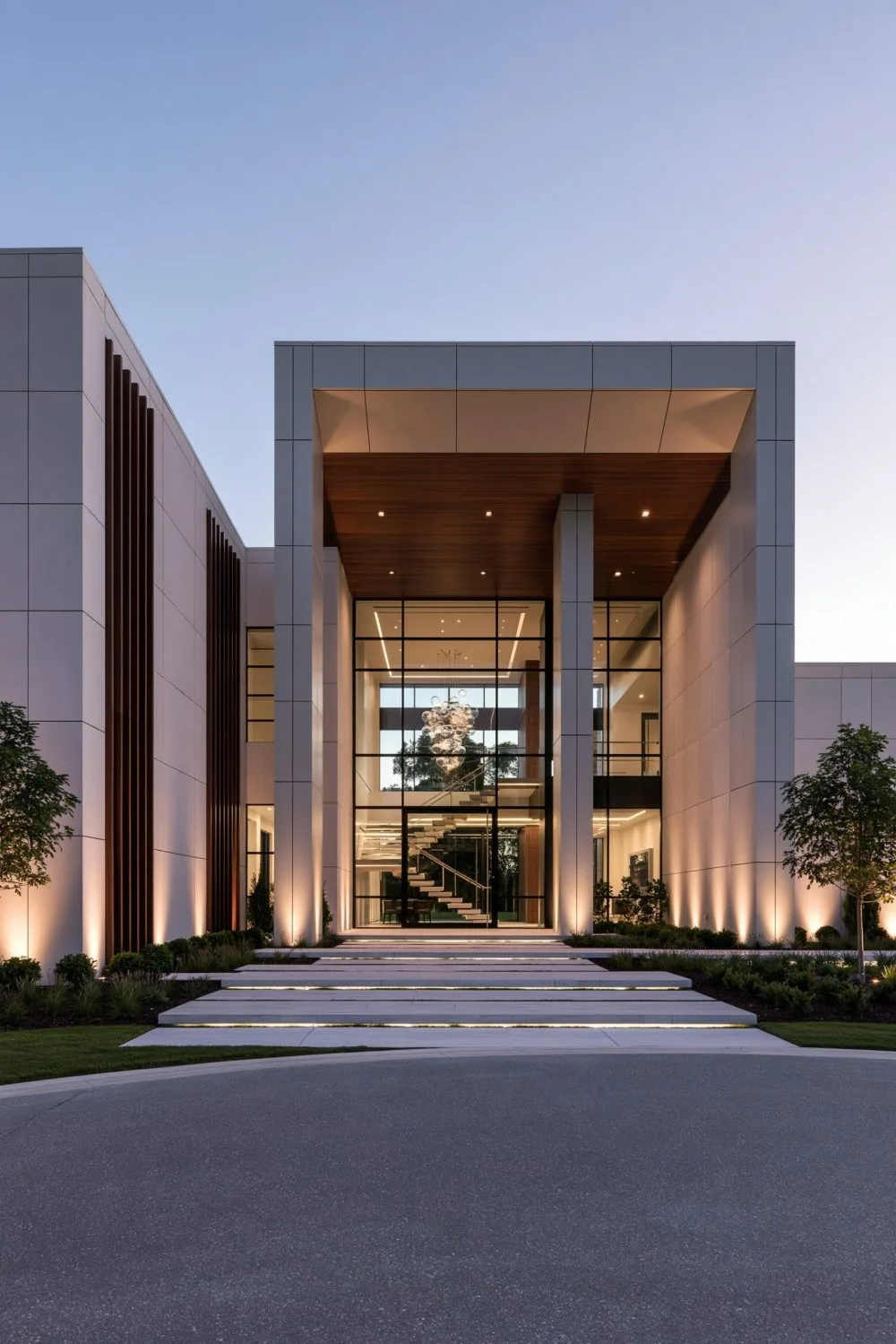 4. A Circular Driveway and Landscaped Entrance for a Grand First Impression