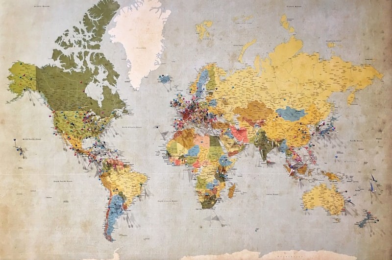 Vintage Map-Inspired Mural