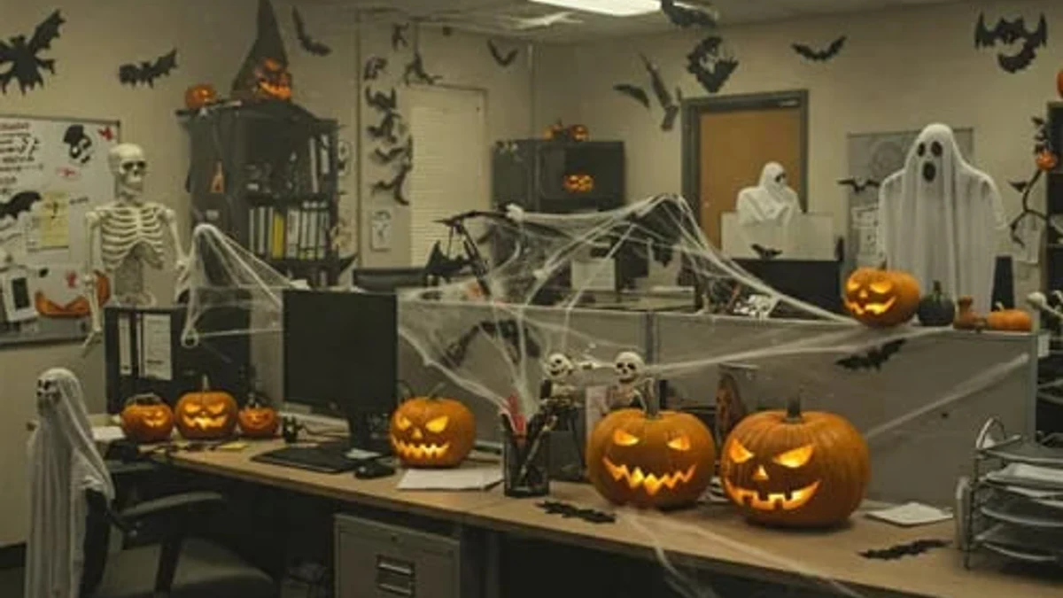 Battery-operated string lights in orange and purple for a desk