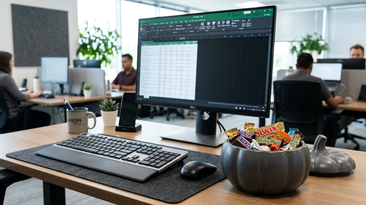 A candy dish styled with a Halloween-themed container