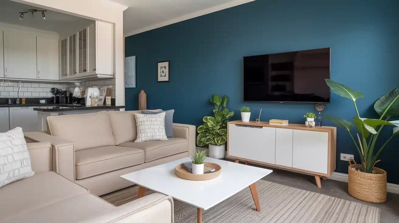 Strategic Accent Wall Anchoring Open Concept Living Area