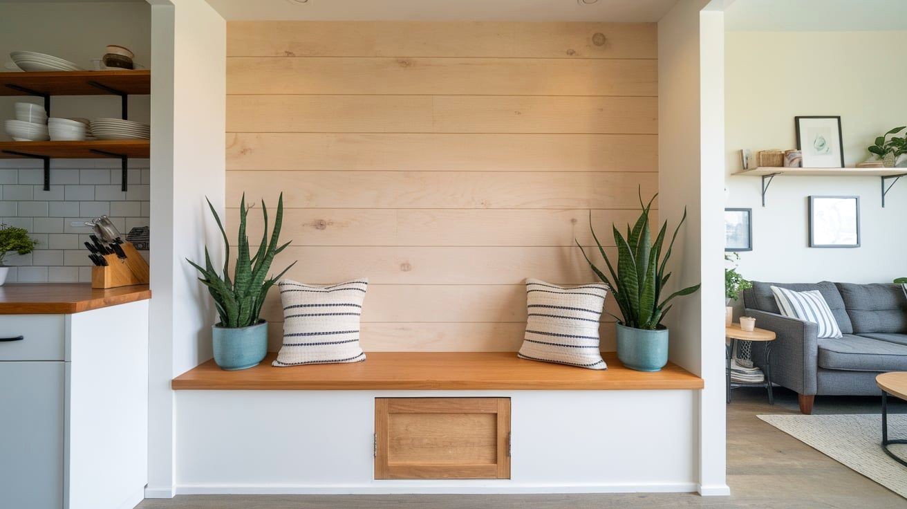 Built-in Dining Banquette Seating in Open Concept Home