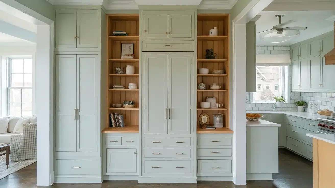 Built-in Storage Wall in Small Open Concept Home