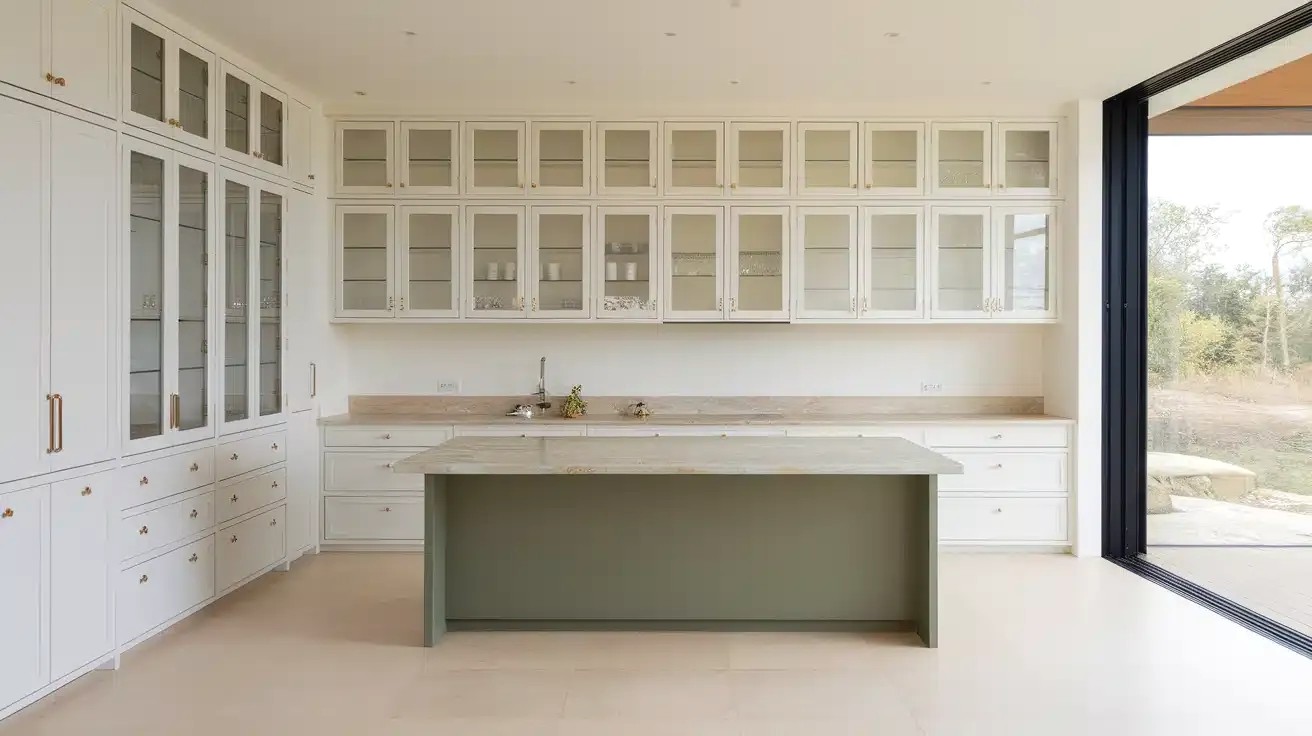 Minimal Upper Cabinets Expanding Sightlines in Open Space