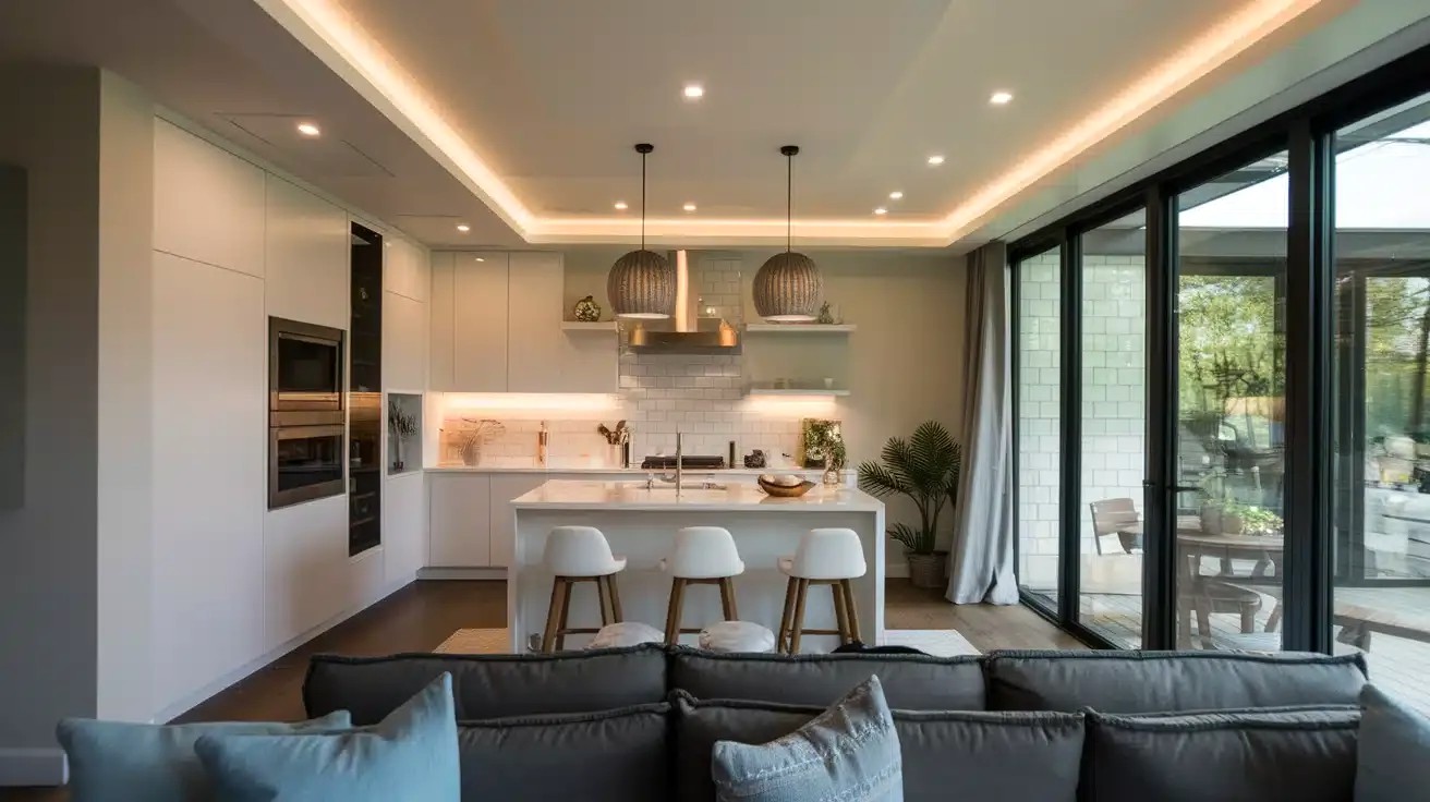 Recessed Ceiling Lighting in Open Concept Great Room