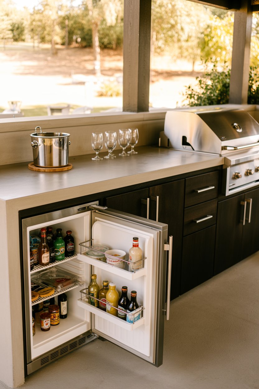 10. A Built-In Mini Fridge and Beverage Station