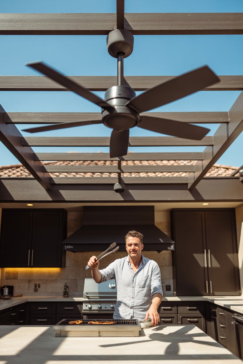 14. Integrated Ceiling Fans in the Covered Structure for Summer Comfort